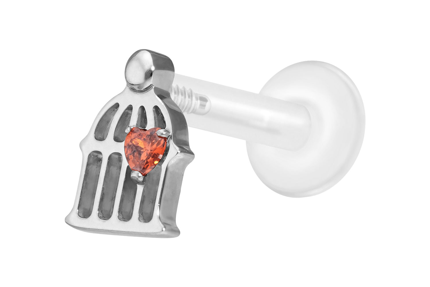 PTFE Labret Piercing mit Innengewinde + Titan-Aufsatz KÄFIG